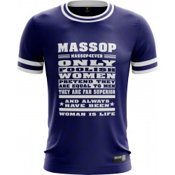 T-shirt Massop unisexe manches courtes, bleu marine, blanc