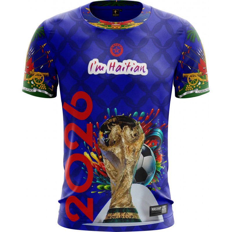 T-shirt Haïti 2026 Homme Bleu – Édition Coupe du Monde – Massop