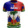 T-shirt Haïti  bleu rouge blanc Unisexe manches courtes