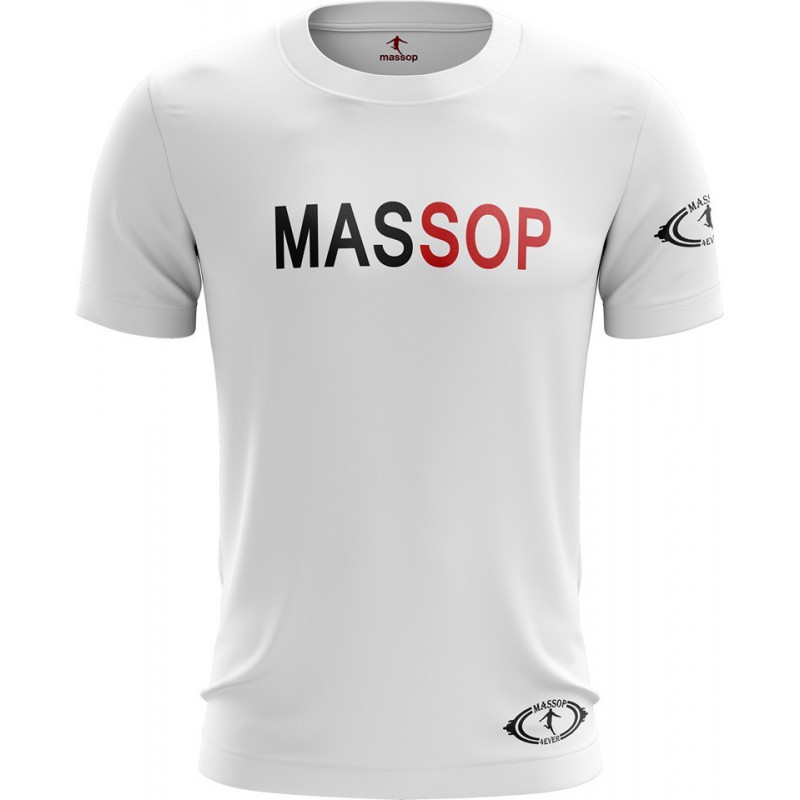 T-Shirt Sport Homme Massop - Blanc, Noir & Rouge | Performance