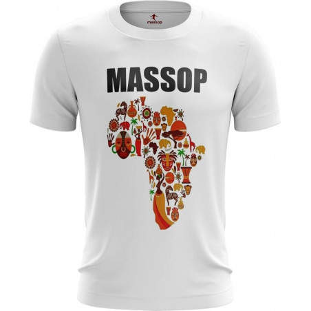 T-SHIRT MASSOP MANCHES COURTES HOMME BLANC  CARTE D'AFRIQUE