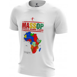 T-SHIRT MASSOP CARTE D’AFRIQUE MANCHES COURTES HOMME BLANC ROUGE JAUNE VERT